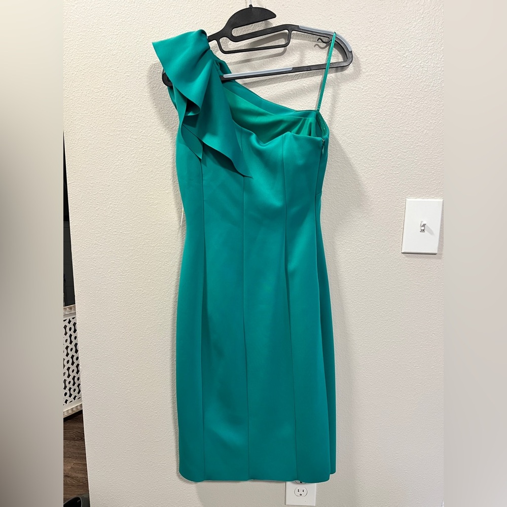 Jessica Howard Green One Shoulder Dress